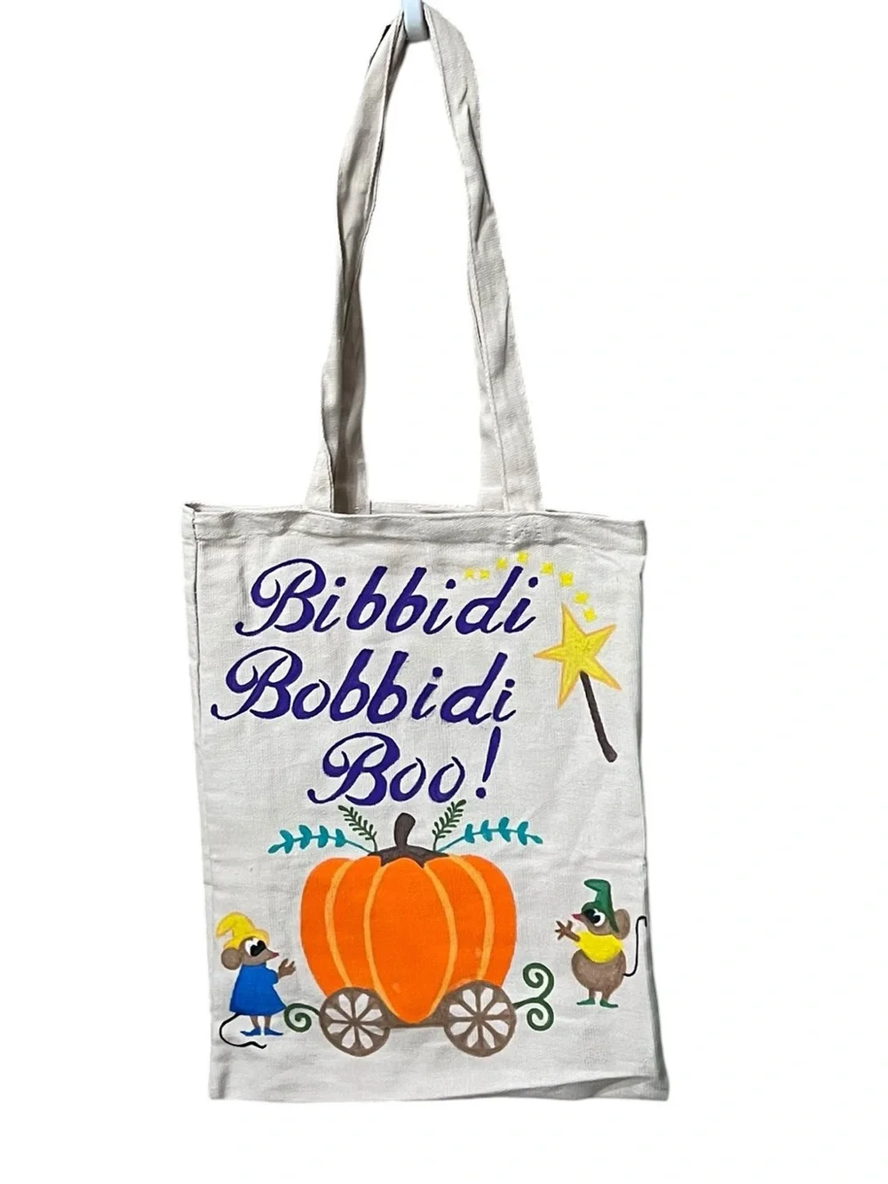 Hand Painted Cinderella “Bibbidi Bobbidi Boo”Halloween Canvas Trick or Treat Bag